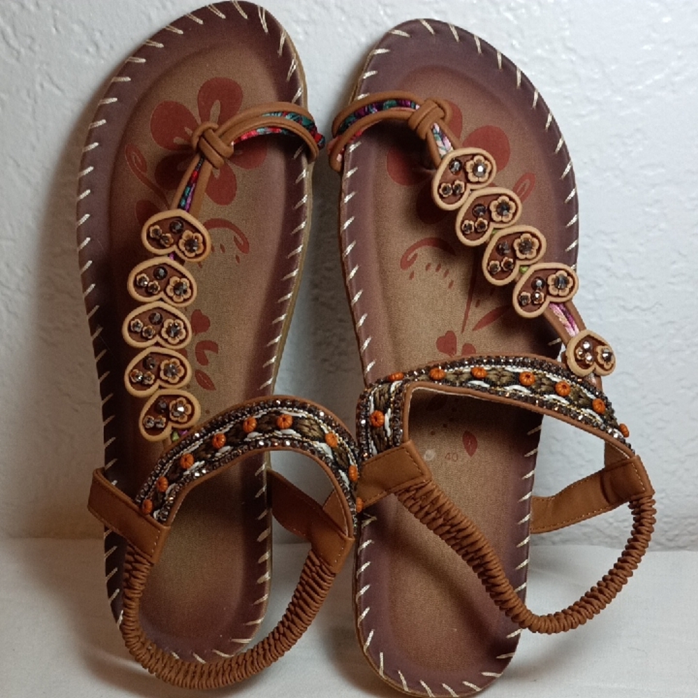 Embellished Brown Sandals